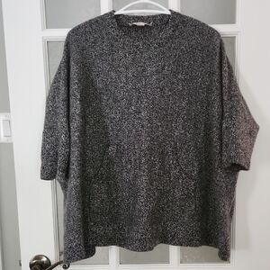 MICHAEL Michael Kors Black and White Merino Wool  And Alpaca Blend Sweater